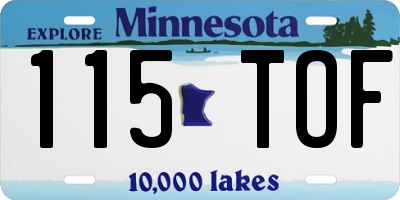 MN license plate 115TOF