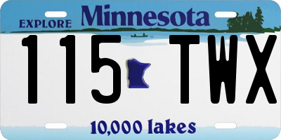MN license plate 115TWX