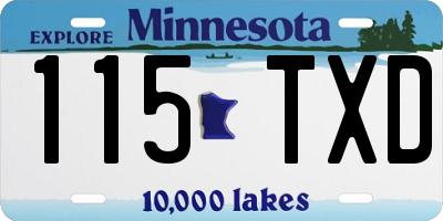 MN license plate 115TXD