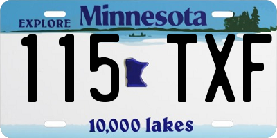 MN license plate 115TXF
