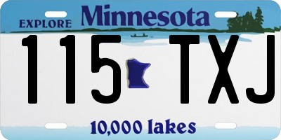 MN license plate 115TXJ