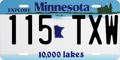 MN license plate 115TXW