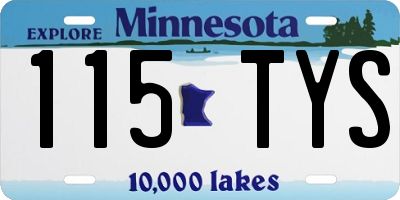 MN license plate 115TYS