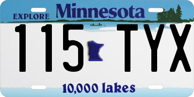 MN license plate 115TYX