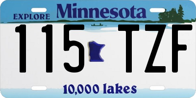 MN license plate 115TZF