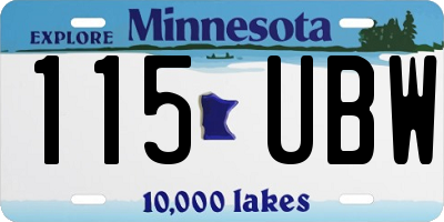 MN license plate 115UBW