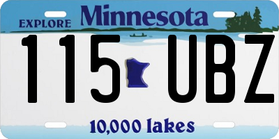 MN license plate 115UBZ