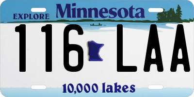 MN license plate 116LAA