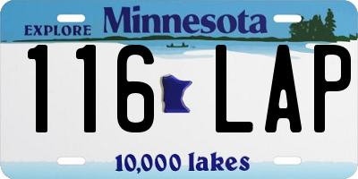 MN license plate 116LAP