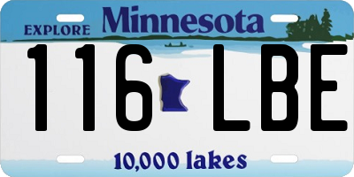 MN license plate 116LBE