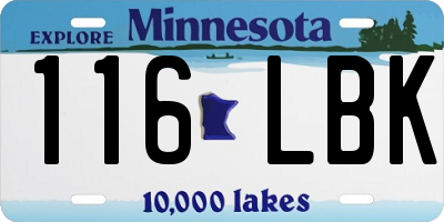 MN license plate 116LBK