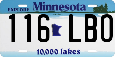 MN license plate 116LBO