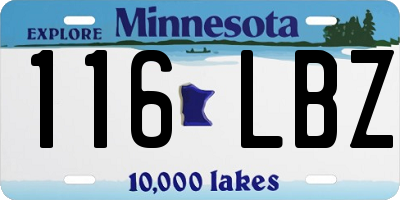 MN license plate 116LBZ