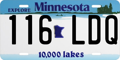 MN license plate 116LDQ