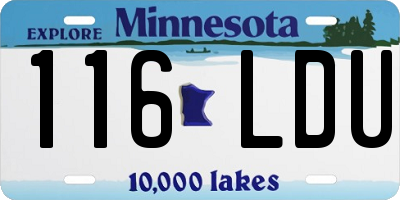 MN license plate 116LDU