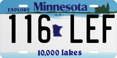 MN license plate 116LEF