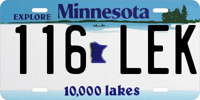 MN license plate 116LEK
