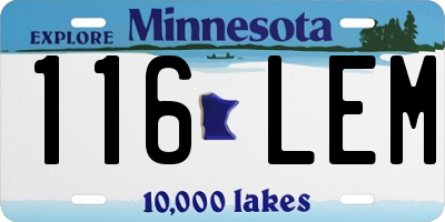 MN license plate 116LEM