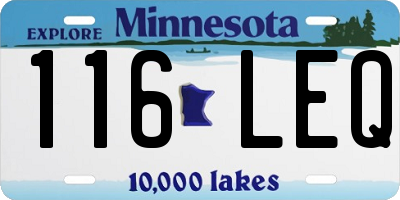 MN license plate 116LEQ