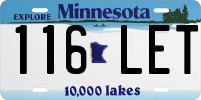 MN license plate 116LET