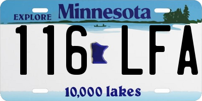 MN license plate 116LFA