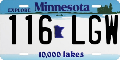 MN license plate 116LGW