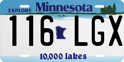 MN license plate 116LGX