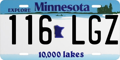 MN license plate 116LGZ