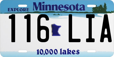 MN license plate 116LIA