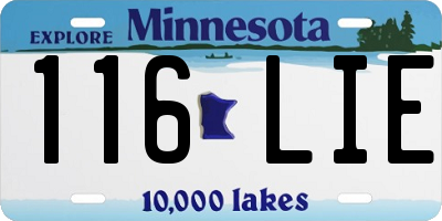 MN license plate 116LIE
