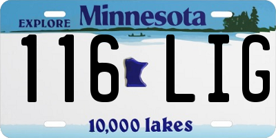 MN license plate 116LIG