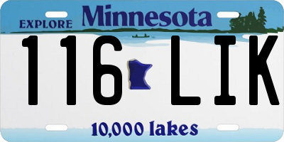 MN license plate 116LIK