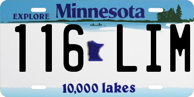 MN license plate 116LIM