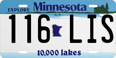 MN license plate 116LIS