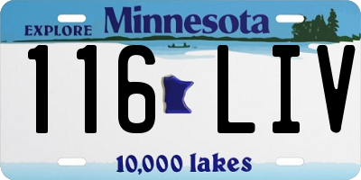 MN license plate 116LIV
