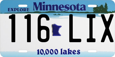 MN license plate 116LIX