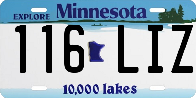 MN license plate 116LIZ