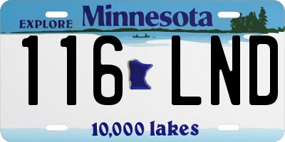 MN license plate 116LND