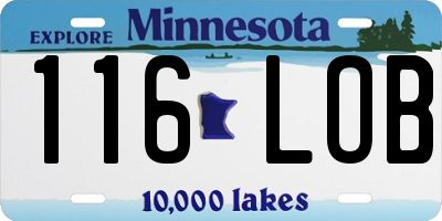 MN license plate 116LOB