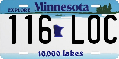 MN license plate 116LOC
