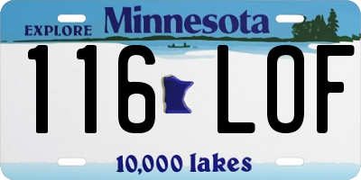 MN license plate 116LOF