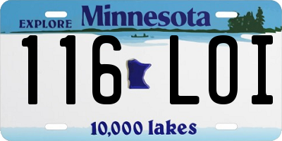 MN license plate 116LOI