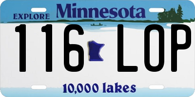 MN license plate 116LOP