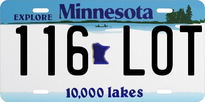 MN license plate 116LOT