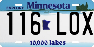 MN license plate 116LOX