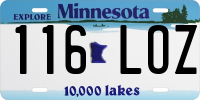 MN license plate 116LOZ