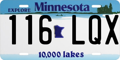 MN license plate 116LQX