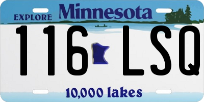 MN license plate 116LSQ