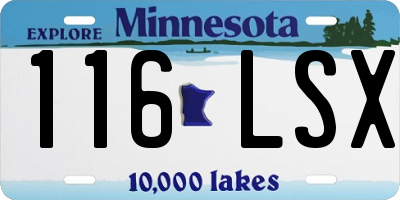 MN license plate 116LSX