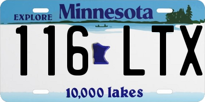 MN license plate 116LTX